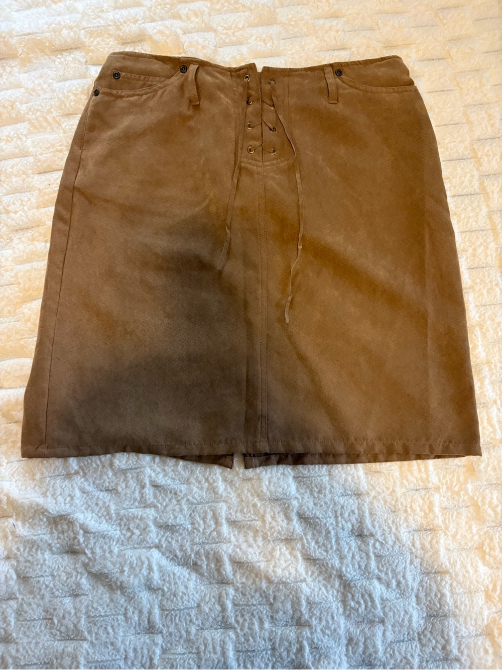 Y2K Faded Glory Suede Lace-Up Women’s Skirt